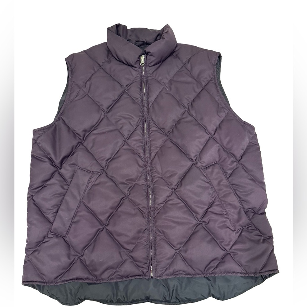 Eddie Bauer Women’s Goose Down Quilted Puffer Vest Purple Size Large Vintage